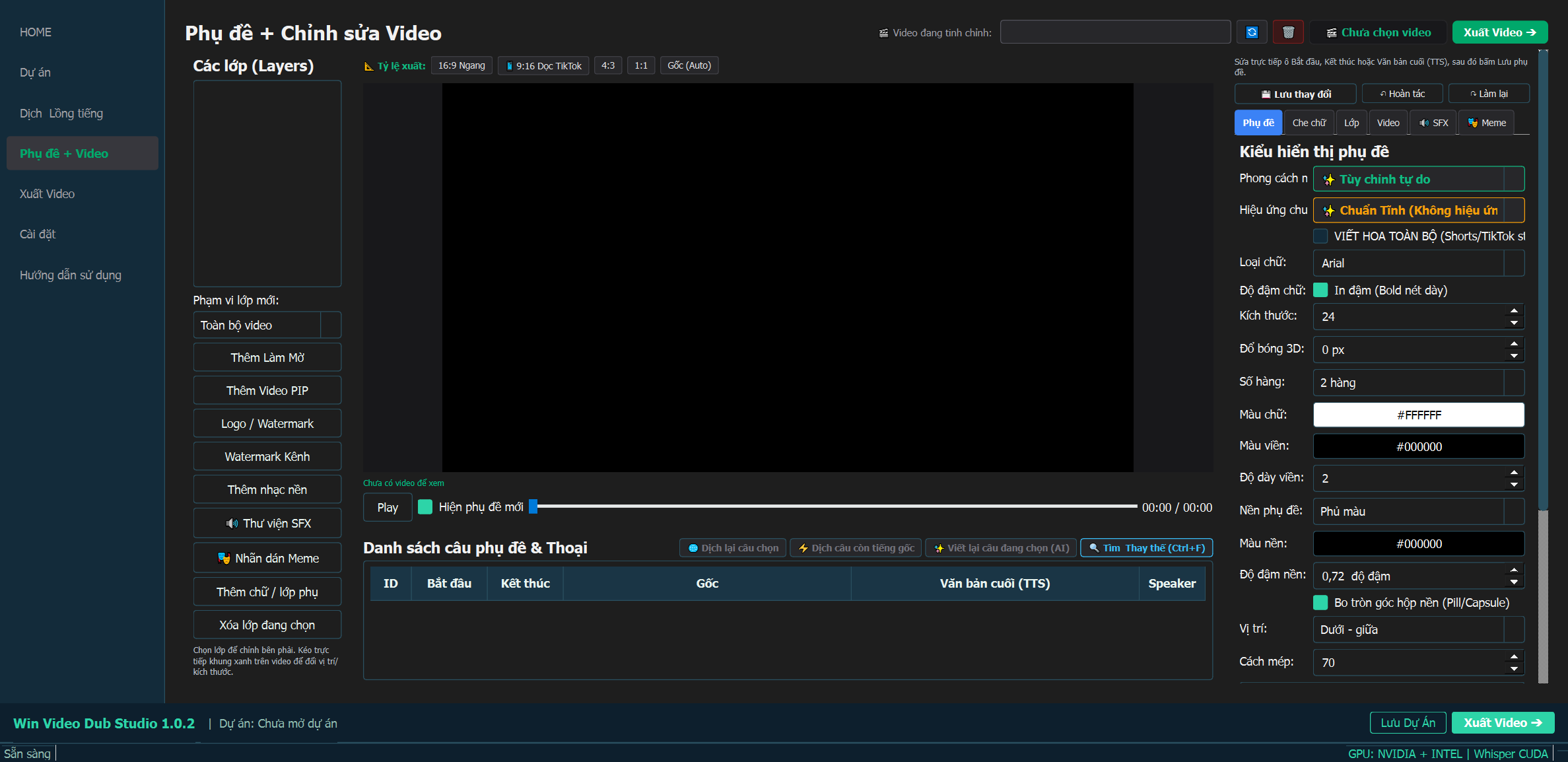 Trình chỉnh sửa phụ đề và video của WIN VIDEO DUB STUDIO